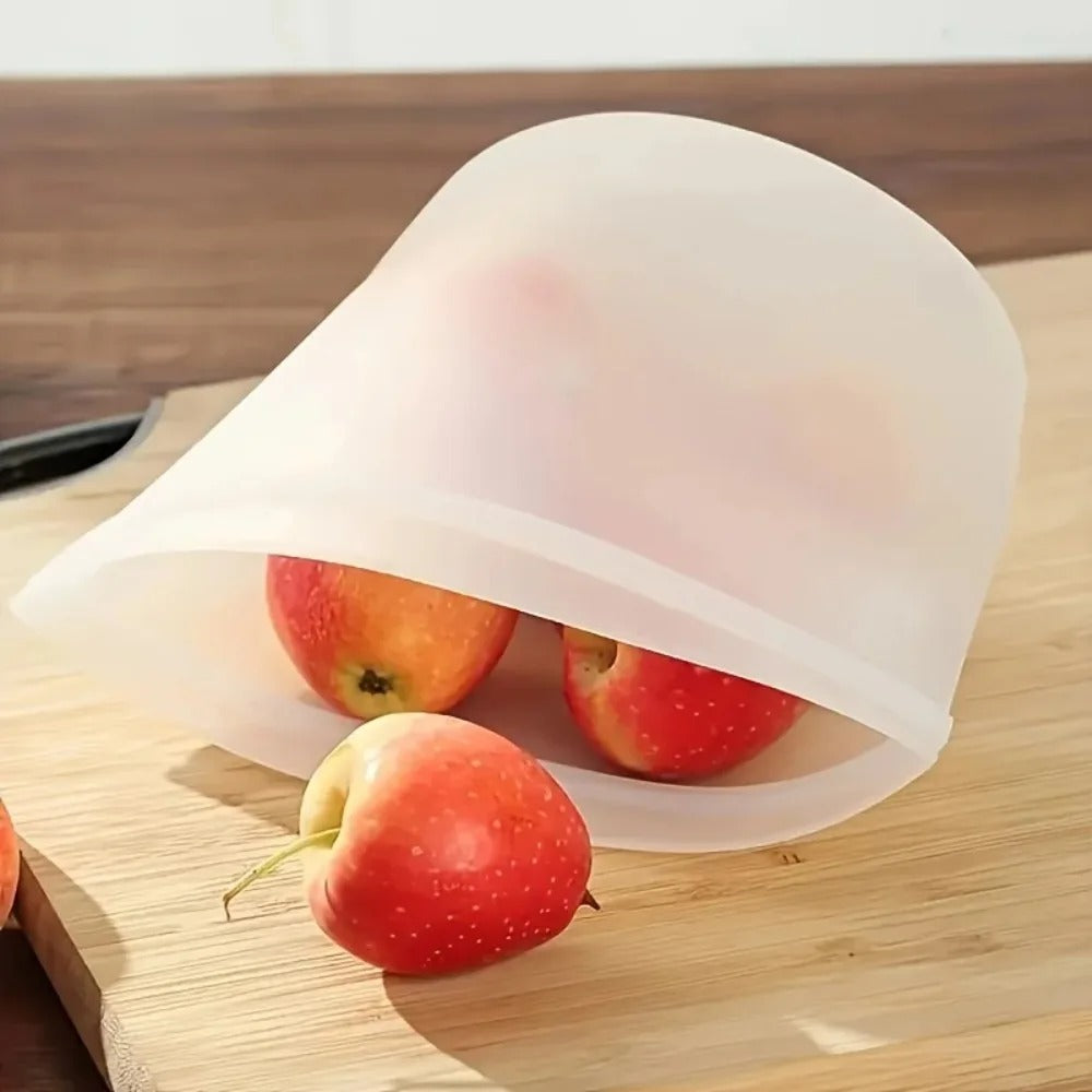 Reusable silicone food storage bags, leak-proof stand-up pouches
