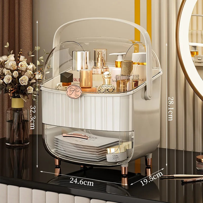 Lightweight luxury cosmetics storage box, dustproof, large capacity with lid, high-quality storage box for desk, lipstick vanity