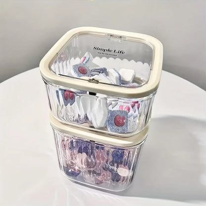 push button desktop organizer with lid