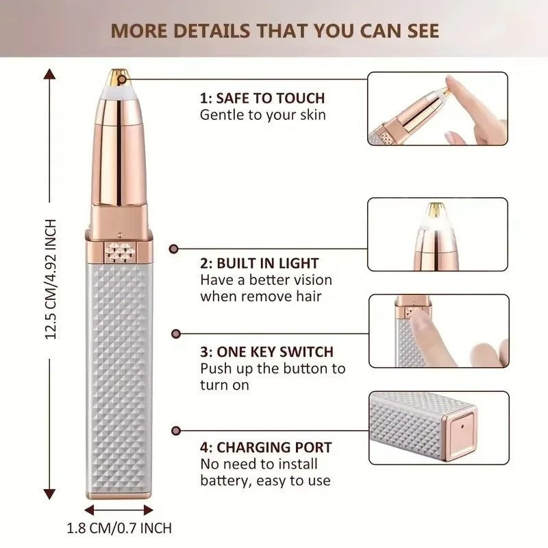 2-in-1 electric epilator for women, USB charging, portable hair remover, bikini, painless shaver for women, body face eyebrow trimmer