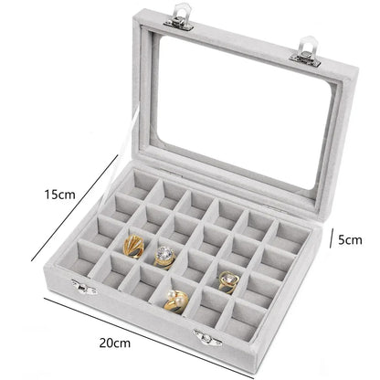 New velvet and glass jewelry storage box