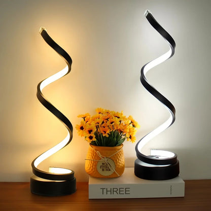 Creative spiral LED night light, 3-color, dimmable, desk lamp, reading light for living room, office, desk