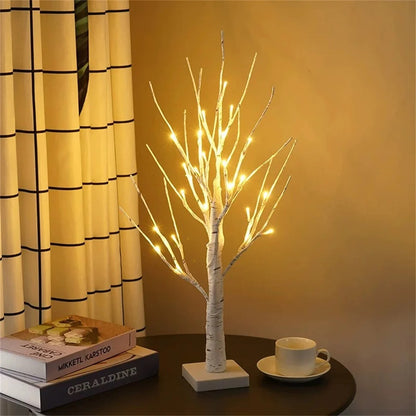 Birch tree lamp with 3 battery packs led lamp