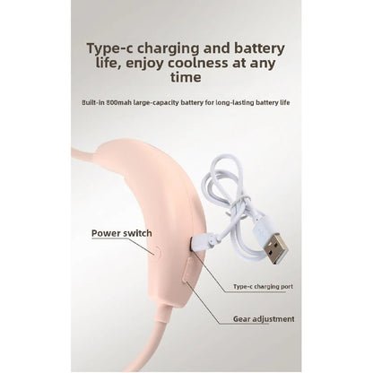 2026 New Cartoon Neck Fan, Flexible Hose, Adjustable Angle, USB Rechargeable Portable Mini Fan for Outdoor Sports Travel