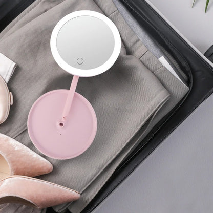 LED Cosmetic Mirror With Dimmable, Rotating, and Memory Functions - USB Cosmetic Mirror With Monochrome