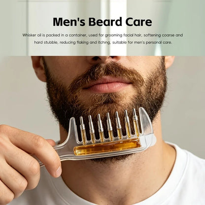 Hair oil applicator comb with a built-in liquid reservoir and roller/massage