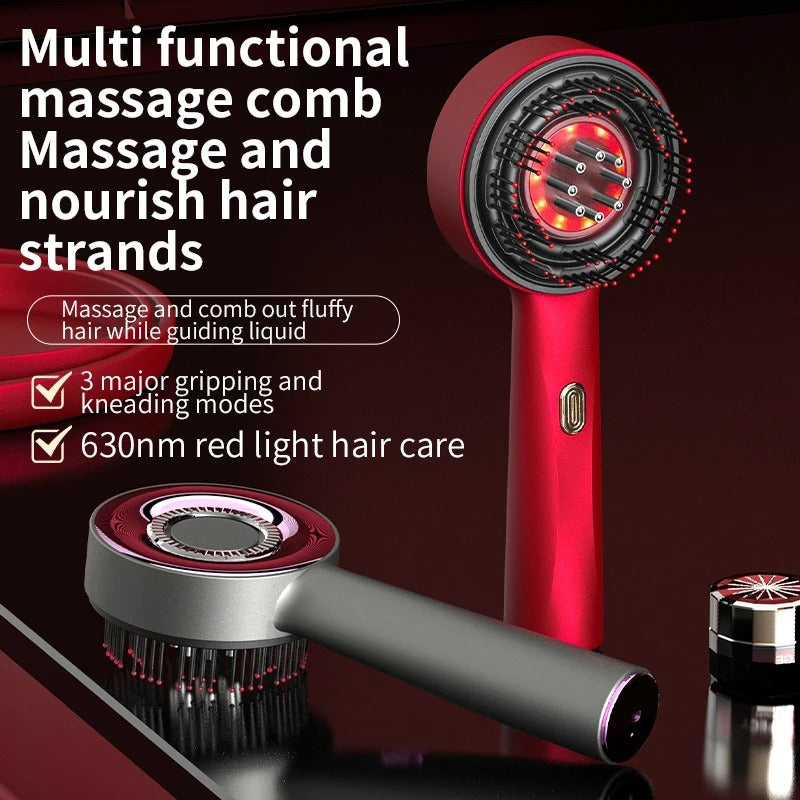 Electric Head Massager Hair Growth Comb Scalp Relaxation Massager 630nm Red Light Oil Applicator Anti-Hair Loss Hair Care Hairbrush