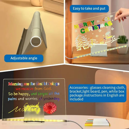 LED Notice Board DIY Acrylic Message Board Kids Drawing Board