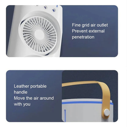 Dual Head Spray Tower Fan with Remote Control, Humidifier, Rechargeable Desk Fan with 3 Wind Speeds for Home, Office, Travel, and Camping