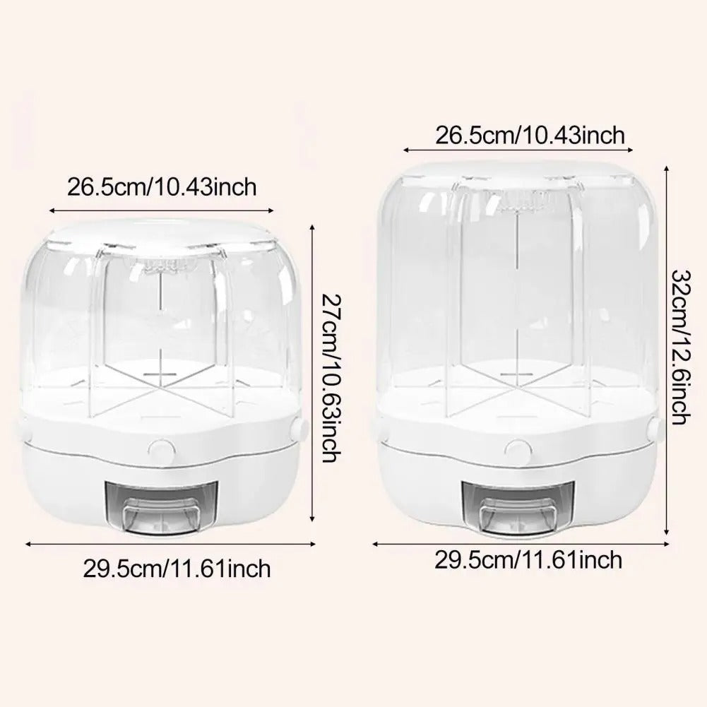 Rotating Grain Storage Bin Large Capacity 6 Grids Moisture-Proof Transparent Rice Divider Bean Grain Dispenser Bucket