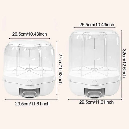 Rotating Grain Storage Bin Large Capacity 6 Grids Moisture-Proof Transparent Rice Divider Bean Grain Dispenser Bucket