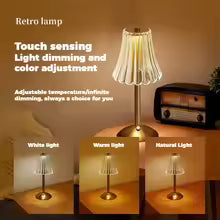Sunset Lamp Retro Crystal Table Lamp LED Touch Sensor Postmodern Light Rechargeable Wireless Reading Lamp for Hotel Bar Decor