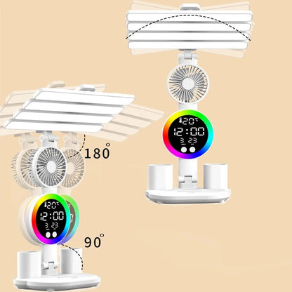 3 In 1 LED Fan With Desk Lamp, Rechargeable LED Desk Lamp with Fan, Portable LED Reading Lamp, Multifunctional Desk Lamp with Phone Holder