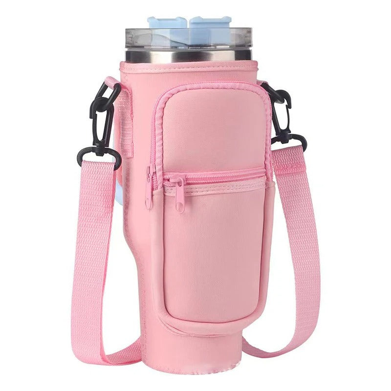 Water bottle carrying case with phone pocket for Stanley Cup 40oz, water bottle holder adjustable strap Stanley Cup accessories