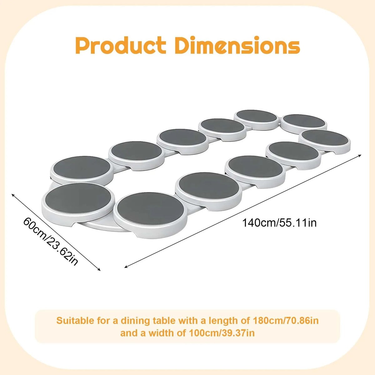 4 rotating trays for dining