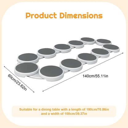 4 rotating trays for dining