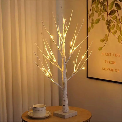 Birch tree lamp with 3 battery packs led lamp