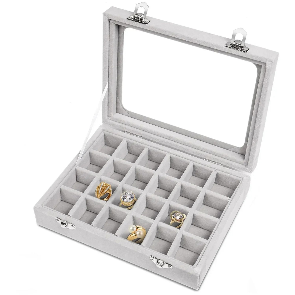 New velvet and glass jewelry storage box