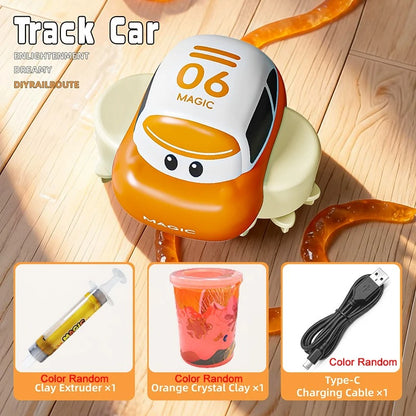 DIY Assemblable Variable Race Track Toy Car, Educational Electric Mini Car with Crystal Mud Track