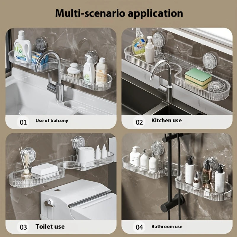 acrylic clear wall mounted suction holder for bathroom
