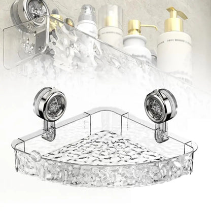 Storage rack with corrugated suction cup New, non-drilling, wall-mounted bathroom storage rack with suction cup for shower kitchens