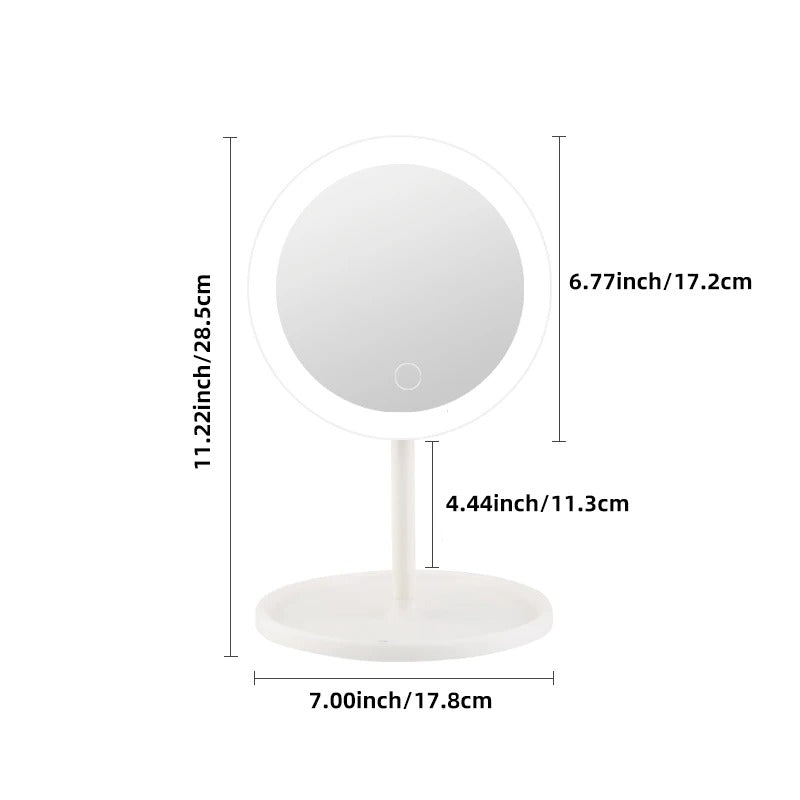 LED Cosmetic Mirror With Dimmable, Rotating, and Memory Functions - USB Cosmetic Mirror With Monochrome