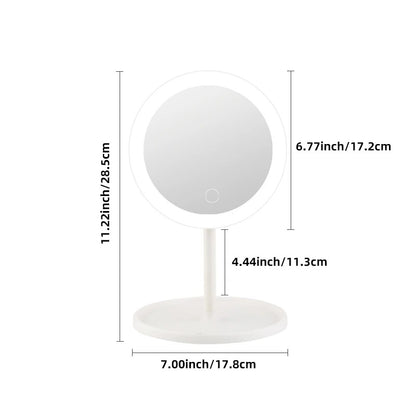 LED Cosmetic Mirror With Dimmable, Rotating, and Memory Functions - USB Cosmetic Mirror With Monochrome