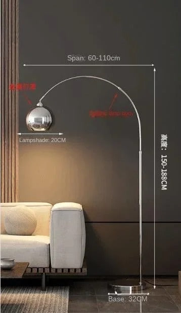 Modern simple LED floor lamp Nordic chrome large floor lamp