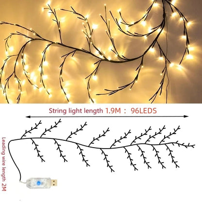 1.6 meter long 72 led bulb USB Tree Branch Lamp Bedroom Wall Decor Willow Vine Light Strip 8 Lighting Modes DIY Mood Light Home Lighting