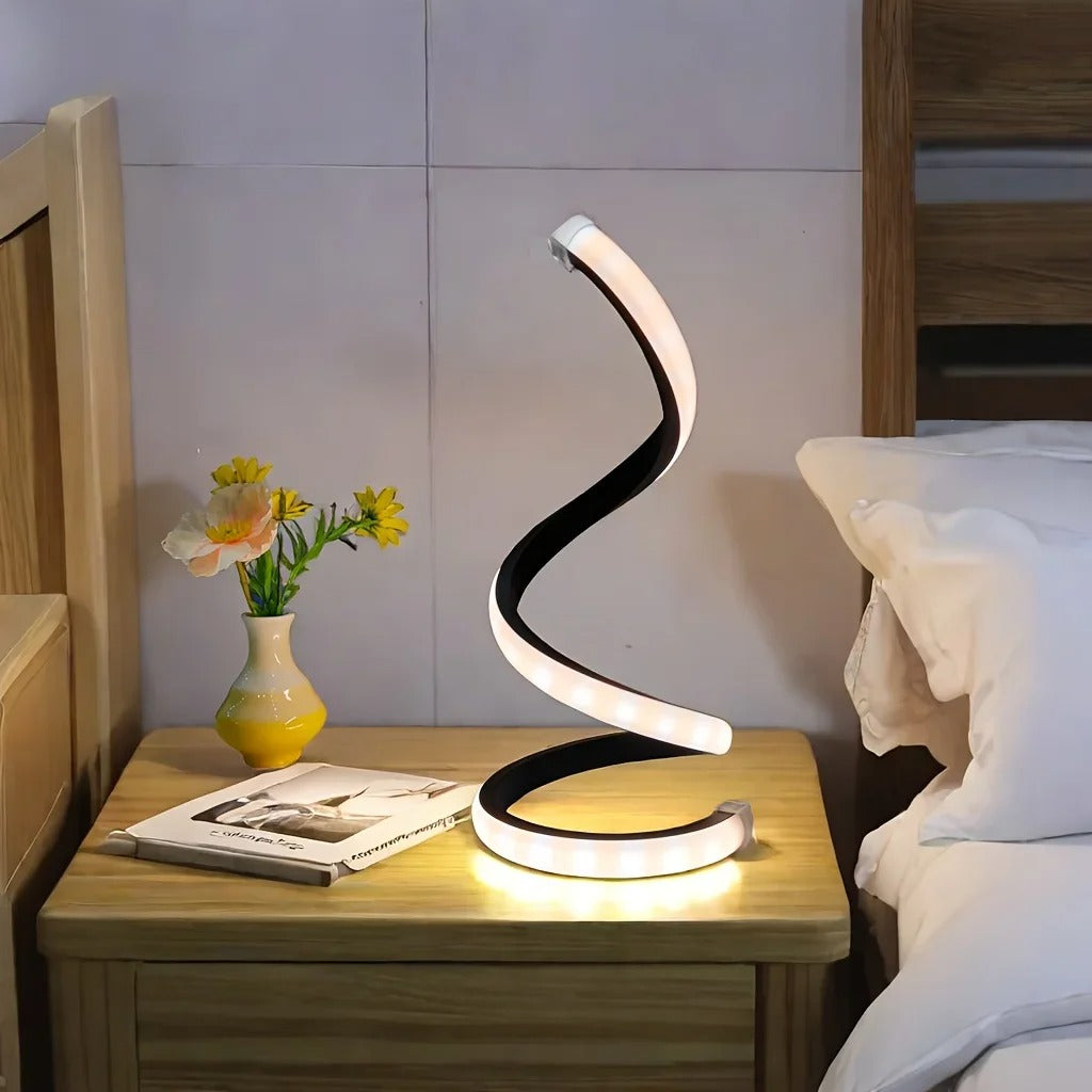 Creative spiral LED night light, 3-color, dimmable, desk lamp, reading light for living room, office, desk