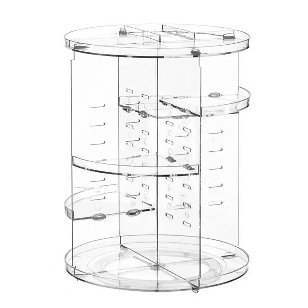 Cosmetic organizer storage box with 70% space-saving makeup organizer with large capacity and 360° rotating vanity design