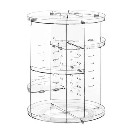 Cosmetic organizer storage box with 70% space-saving makeup organizer with large capacity and 360° rotating vanity design