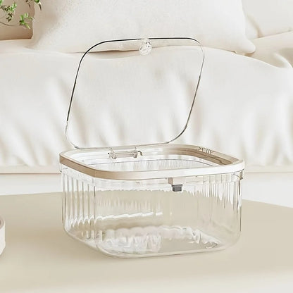 push button desktop organizer with lid