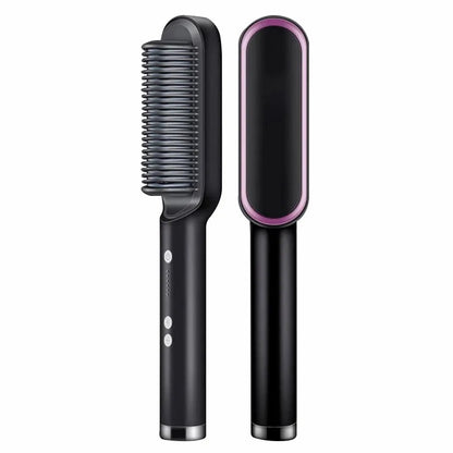 Portable hair straghtening brush tool