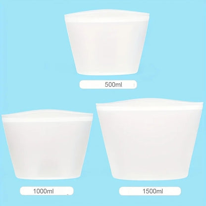 Reusable silicone food storage bags, leak-proof stand-up pouches