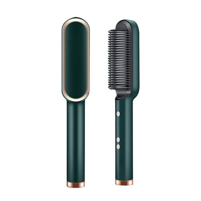 Portable hair straghtening brush tool